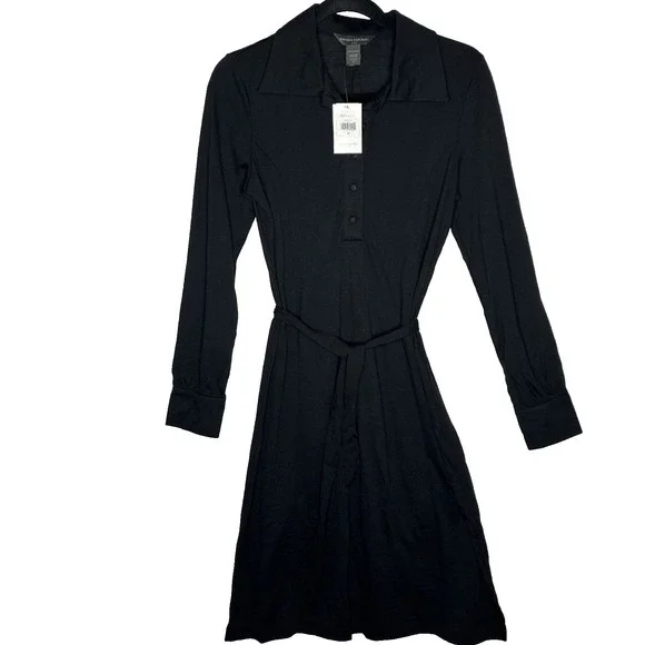 NEW Banana Republic Semi Sheer Wool Blend Tie Waist Long Sleeve Shirt Dress M - Picture 1 of 10